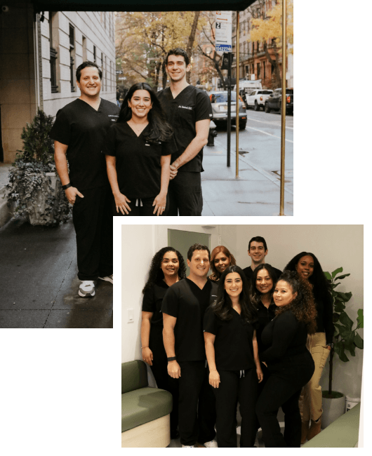 Collage of New York dentists and team members at Lux Smiles